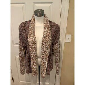 Moth Anthropologie Multicolor Wool Blend Open Front Cardigan, Size Large
